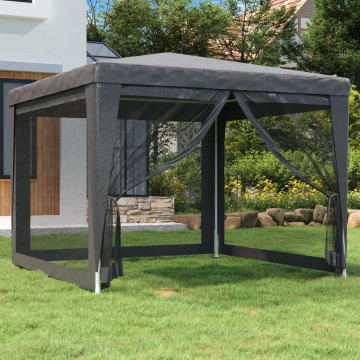 Antracitszürke HDPE rendezvénysátor 4 hálós oldalfallal 3x3 m - utánvéttel vagy ingyenes szállítással