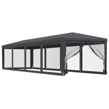 Antracitszürke HDPE rendezvénysátor 10 hálós oldalfallal 3x12 m - utánvéttel vagy ingyenes szállítással