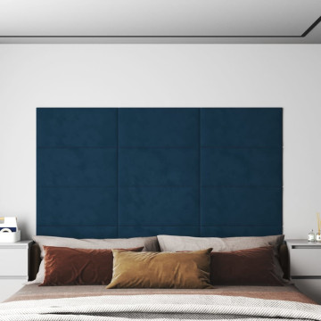 12 db kék bársony fali panel 60x30 cm 2,16 m² - utánvéttel vagy ingyenes szállítással