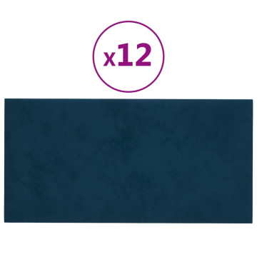 12 db kék bársony fali panel 60x30 cm 2,16 m² - utánvéttel vagy ingyenes szállítással