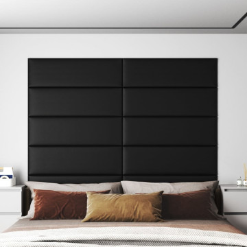 12 db fekete műbőr fali panel 90 x 30 cm 3,24 m² - utánvéttel vagy ingyenes szállítással