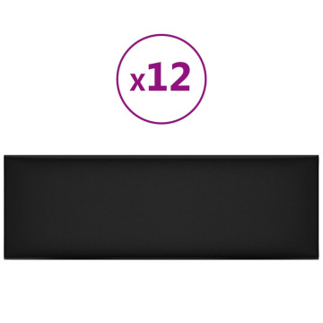 12 db fekete műbőr fali panel 90 x 30 cm 3,24 m² - utánvéttel vagy ingyenes szállítással