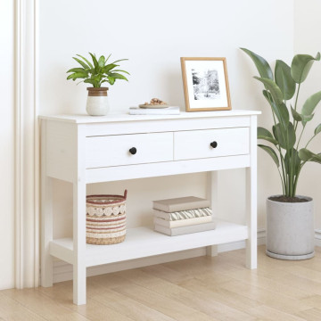 Fehér tömör fenyőfa tálalóasztal 100 x 35 x 75 cm - utánvéttel vagy ingyenes szállítással