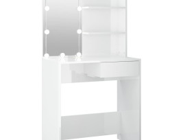 Magasfényű fehér fésülködőasztal LED-del 74,5x40x141 cm - utánvéttel vagy ingyenes szállítással