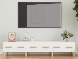 Fehér szerelt fa TV-szekrény 150 x 34,5 x 30 cm - utánvéttel vagy ingyenes szállítással