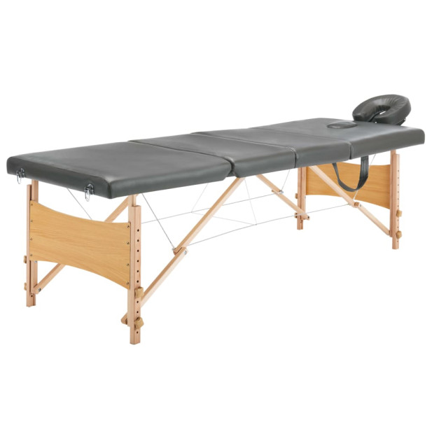 4 zónás antracitszürke masszázsasztal fa vázzal 186 x 68 cm - utánvéttel vagy ingyenes szállítással