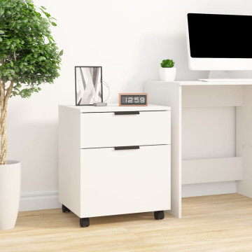 Fehér szerelt fa mobil iratszekrény kerekekkel 45 x 38 x 45 cm - utánvéttel vagy ingyenes szállítással