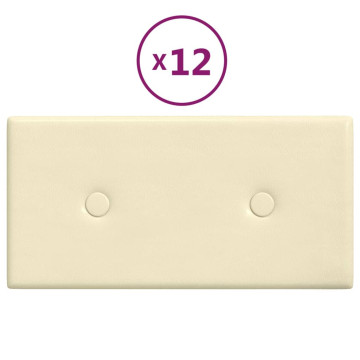 12 db krémszínű műbőr fali panel 30 x 15 cm 0,54 m² - utánvéttel vagy ingyenes szállítással