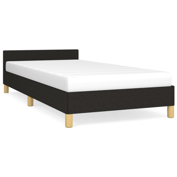 Fekete szövet ágykeret fejtámlával matrac nélkül 90x200 cm - utánvéttel vagy ingyenes szállítással
