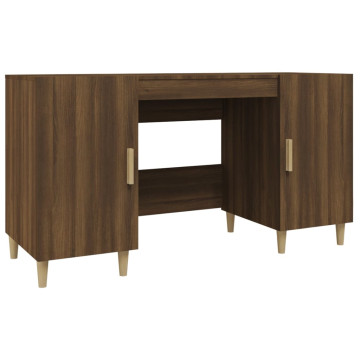 Barna tölgyszínű szerelt fa íróasztal 140 x 50 x 75 cm - utánvéttel vagy ingyenes szállítással