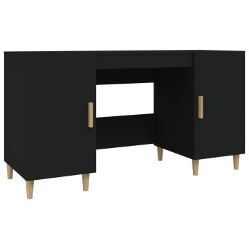 Fekete szerelt fa íróasztal 140 x 50 x 75 cm - utánvéttel vagy ingyenes szállítással