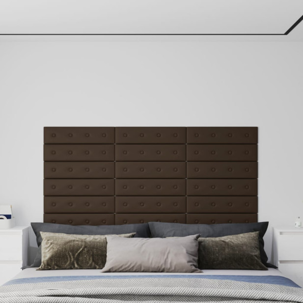 12 db barna műbőr fali panel 60 x 15 cm 1,08 m² - utánvéttel vagy ingyenes szállítással