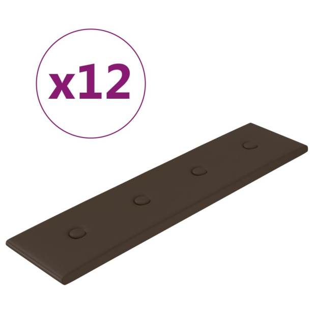 12 db barna műbőr fali panel 60 x 15 cm 1,08 m² - utánvéttel vagy ingyenes szállítással