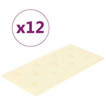 12 db krémfehér műbőr fali panel 60 x 30 cm 2,16 m² - utánvéttel vagy ingyenes szállítással