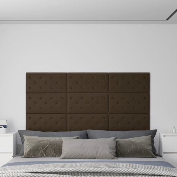 12 db barna műbőr fali panel 60 x 30 cm 2,16 m² - utánvéttel vagy ingyenes szállítással