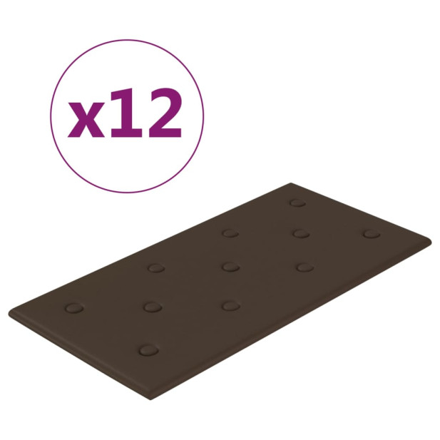 12 db barna műbőr fali panel 60 x 30 cm 2,16 m² - utánvéttel vagy ingyenes szállítással