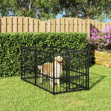 Fekete acél kutyakennel 193,5 x 97 x 100 cm - utánvéttel vagy ingyenes szállítással
