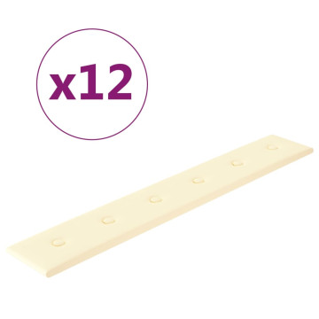 12 db krémszínű műbőr fali panel 90 x 15 cm 1,62 m² - utánvéttel vagy ingyenes szállítással