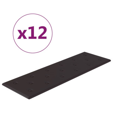 12 db fekete műbőr fali panel 90 x 30 cm 3,24 m² - utánvéttel vagy ingyenes szállítással