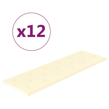 12 db krémszínű műbőr fali panel 90 x 30 cm 3,24 m² - utánvéttel vagy ingyenes szállítással