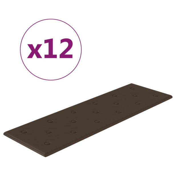 12 db barna műbőr fali panel 90 x 30 cm 3,24 m² - utánvéttel vagy ingyenes szállítással