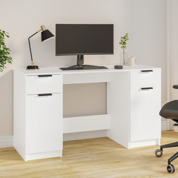 Fehér szerelt fa íróasztal szekrénnyel - utánvéttel vagy ingyenes szállítással