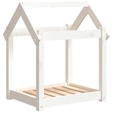 Fehér tömör fenyőfa kutyaágy 61x50x70 cm - utánvéttel vagy ingyenes szállítással