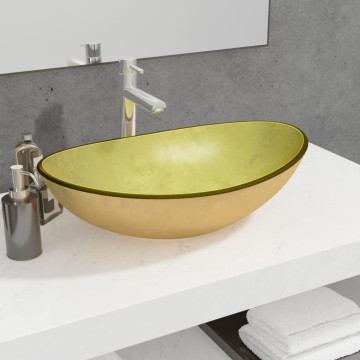 Aranyszínű edzett üveg mosdókagyló 54,5 x 35 x 15,5 cm - utánvéttel vagy ingyenes szállítással