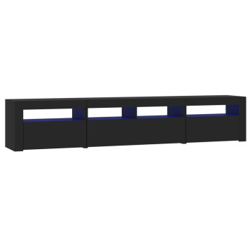 Fekete TV-szekrény LED-világítással 210x35x40 cm - utánvéttel vagy ingyenes szállítással