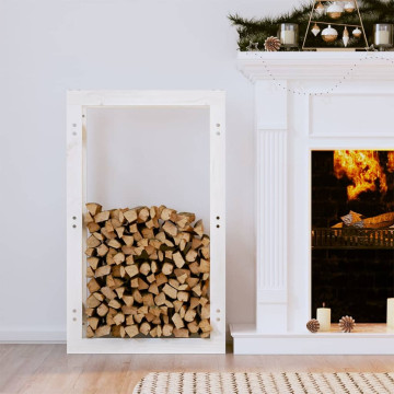 Fehér tömör fenyőfa tűzifatartó állvány 60 x 25 x 100 cm - utánvéttel vagy ingyenes szállítással