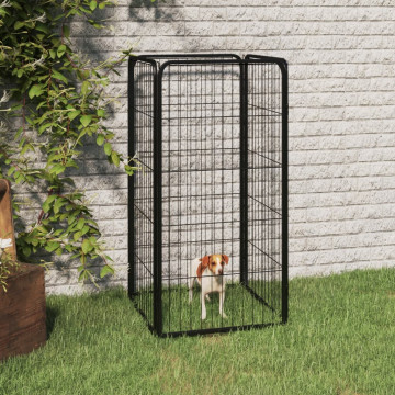 4-paneles fekete porszórt acél kutyakernel 50 x 100 cm - utánvéttel vagy ingyenes szállítással