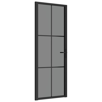 Fekete ESG üveg és alumínium beltéri ajtó 76 x 201,5 cm - utánvéttel vagy ingyenes szállítással