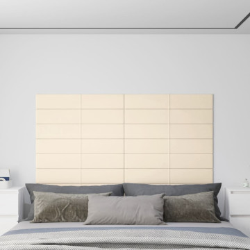 12 db krémszínű bársony fali panel 90x15 cm 1,62 m² - utánvéttel vagy ingyenes szállítással