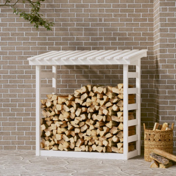 Fehér tömör fenyőfa tűzifatartó állvány 108x64,5x110 cm - utánvéttel vagy ingyenes szállítással