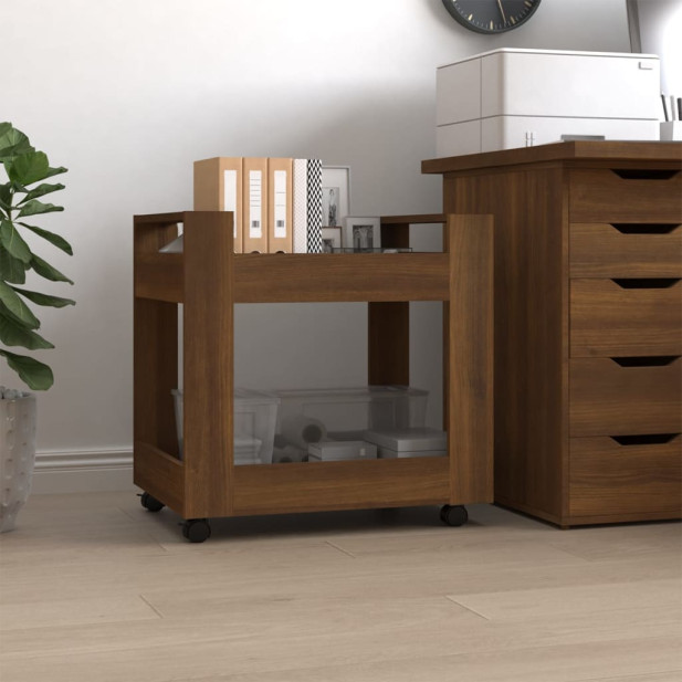 Barna tölgy szerelt fa asztal-kocsi 60 x 45 x 60 cm - utánvéttel vagy ingyenes szállítással