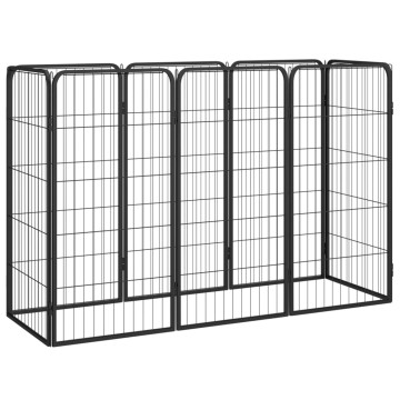8-paneles fekete porszórt acél kutyakennel 50 x 100 cm - utánvéttel vagy ingyenes szállítással