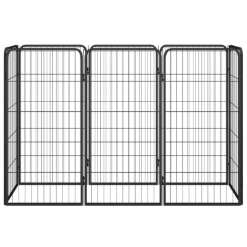 8-paneles fekete porszórt acél kutyakennel 50 x 100 cm - utánvéttel vagy ingyenes szállítással