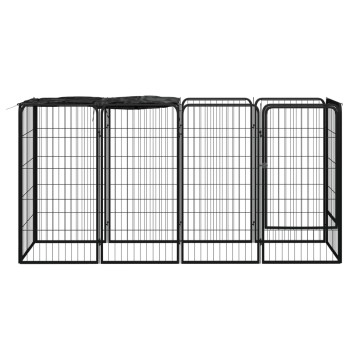 10-paneles fekete porszórt acél kutyakennel 50 x 100 cm - utánvéttel vagy ingyenes szállítással
