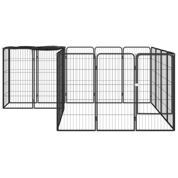 18-paneles fekete porszórt acél kutyakennel 50 x 100 cm - utánvéttel vagy ingyenes szállítással