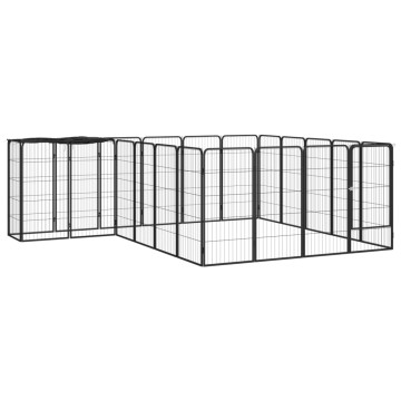 22-paneles fekete porszórt acél kutyakennel 50 x 100 cm - utánvéttel vagy ingyenes szállítással