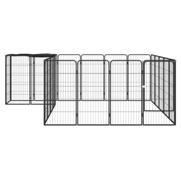 22-paneles fekete porszórt acél kutyakennel 50 x 100 cm - utánvéttel vagy ingyenes szállítással