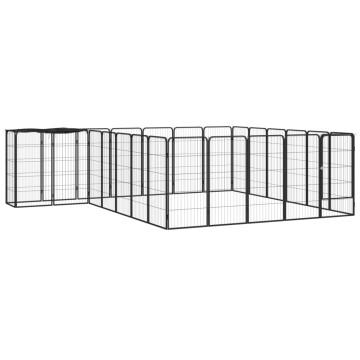26-paneles fekete porszórt acél kutyakennel 50 x 100 cm - utánvéttel vagy ingyenes szállítással