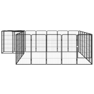 26-paneles fekete porszórt acél kutyakennel 50 x 100 cm - utánvéttel vagy ingyenes szállítással
