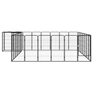 30-paneles fekete porszórt acél kutyakennel 50 x 100 cm - utánvéttel vagy ingyenes szállítással