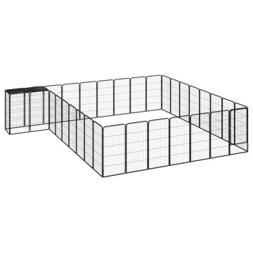 34-paneles fekete porszórt acél kutyakennel 50 x 100 cm - utánvéttel vagy ingyenes szállítással
