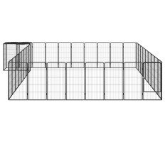 38-paneles fekete porszórt acél kutyakennel 50 x 100 cm - utánvéttel vagy ingyenes szállítással