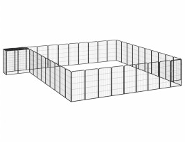 42-paneles fekete porszórt acél kutyakennel 50 x 100 cm - utánvéttel vagy ingyenes szállítással