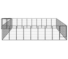 42-paneles fekete porszórt acél kutyakennel 50 x 100 cm - utánvéttel vagy ingyenes szállítással