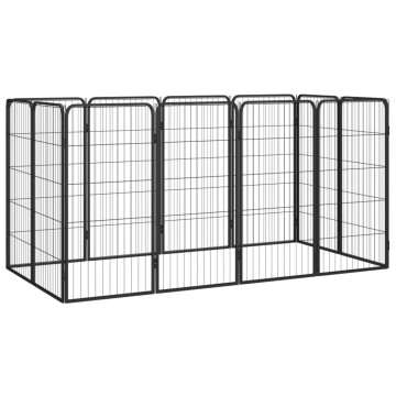12-paneles fekete porszórt acél kutyakennel 50 x 100 cm - utánvéttel vagy ingyenes szállítással