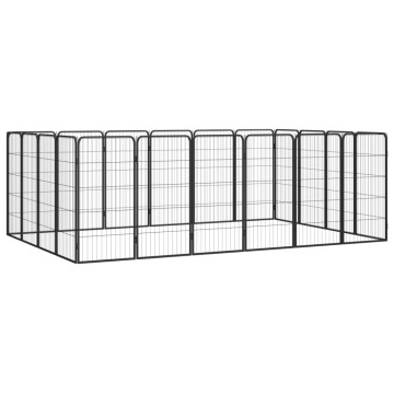 20-paneles fekete porszórt acél kutyakennel 50 x 100 cm - utánvéttel vagy ingyenes szállítással